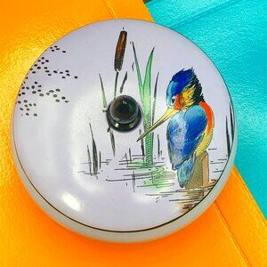 Vintage 1930 Shelley England Kingfisher Porcelain Vanity Powder Jar - RARE